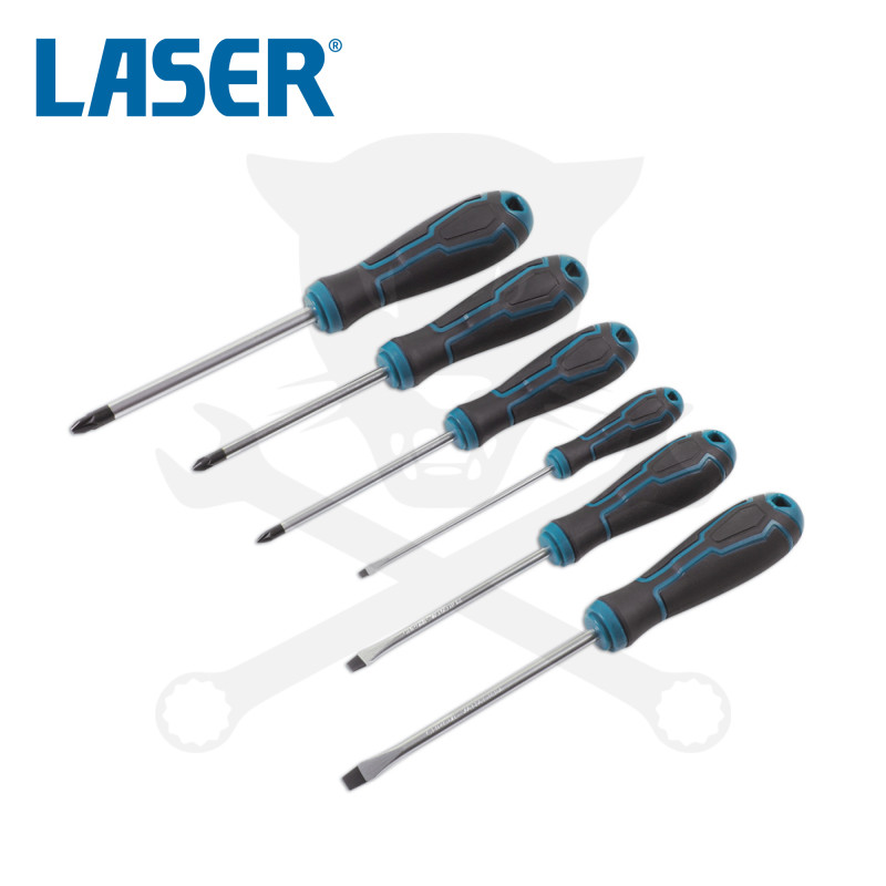 Csavarhúzó készlet - 6 részes - Lapos:3-5-6 + Pz1-2-3 - Laser