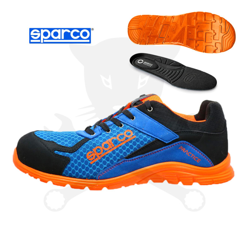 Munkavédelmi cipő SPARCO - PRACTICE S1P azúrkék-narancs 45-ös