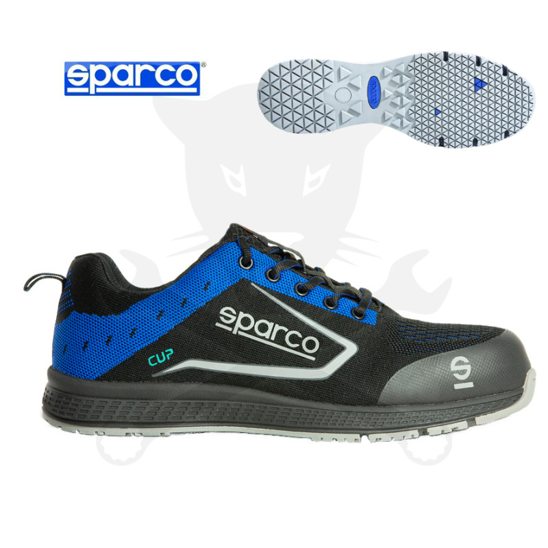 Munkavédelmi cipő SPARCO - Cup S1P fekete-azúrkék 40-es