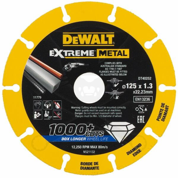 Vágókorong 125 x 1.3 mm Gyémánttárcsa DeWalt Extreme Metal