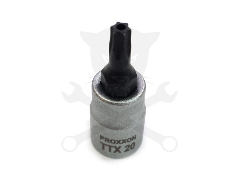 Rátűzőkulcs - crowa+bit 1/4" torx, furatos T20 Proxxon