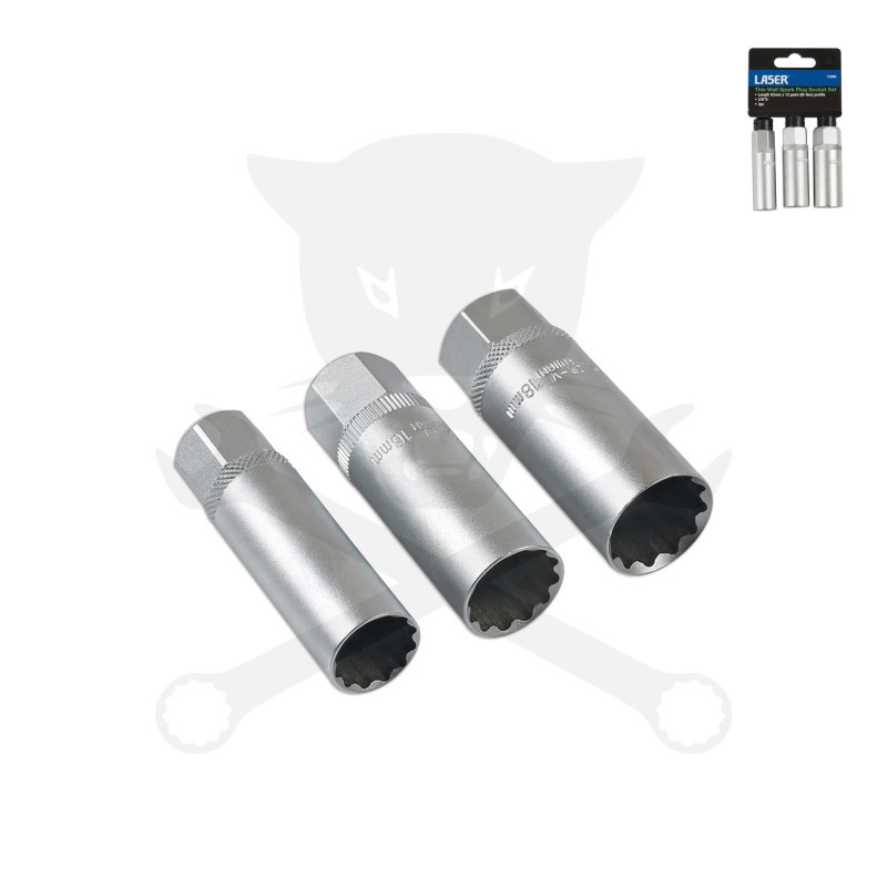 Gyertyakulcs készlet 14-16-18 mm Vékonyfalú 3/8"