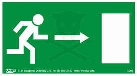 Tábla utánvilágítós öntapadós menekülési irány jobbra 200x100 UV200