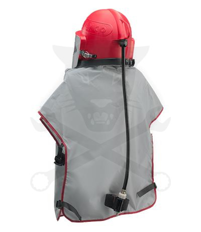 Homokfúvó géphez védősisak Apollo 600 alkatrész Légző szab.szelep+övcsat