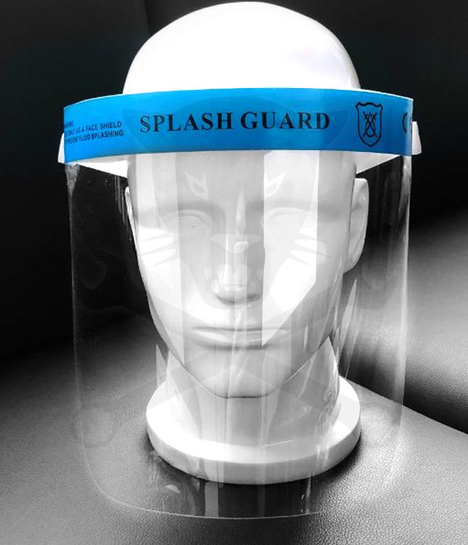 Arcvédő pajzs szivacsos homlokvédővel és gumifejpánttal - víztiszta-