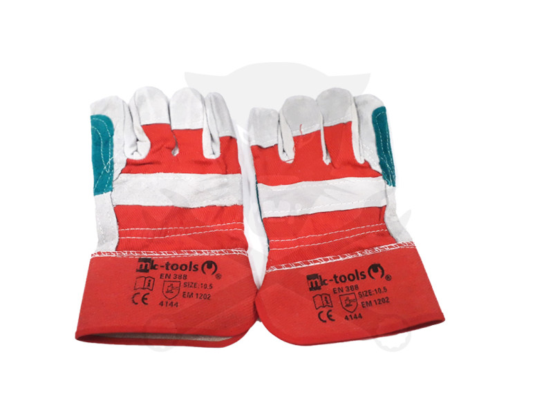 Kesztyű hasított marhabőr 10.5-ös XL Piros-Szürke-Kék EN4144 -