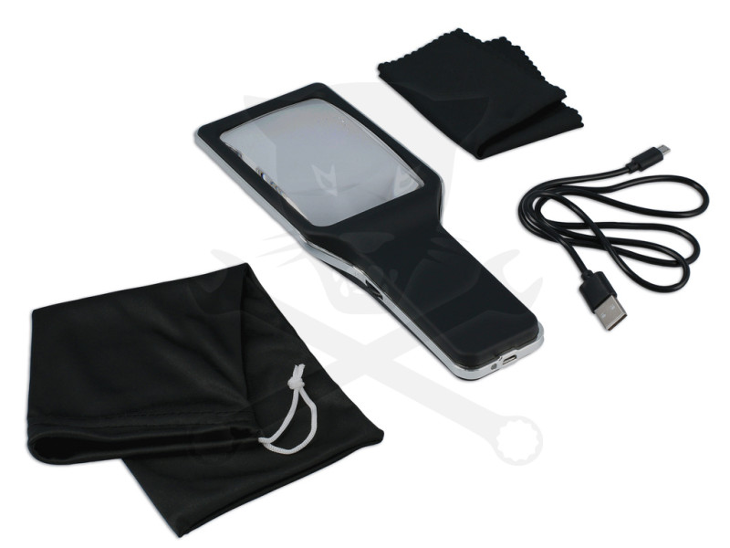 Nagyító  4x - szabályozható 10 db ultra fényes LED, akkus USB töltős