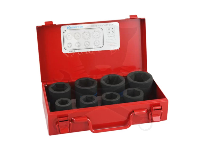 Légkulcsfej készlet 3/4"  8 db 19-38 mm metrikus rövid 6 l. - KingTony