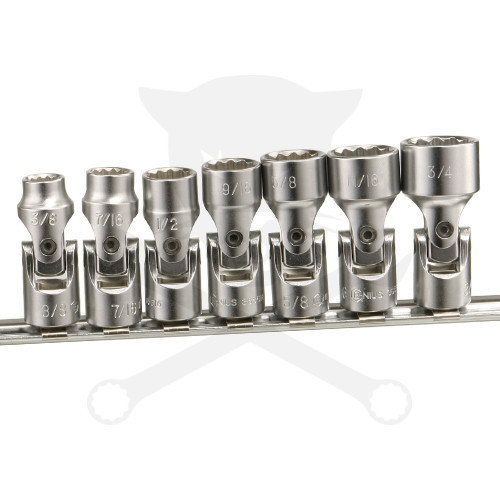 Dugókulcs - crowafej készlet 3/8" 12 sz. csuklós, COLOS 7 db-os 3/8"-3/4"