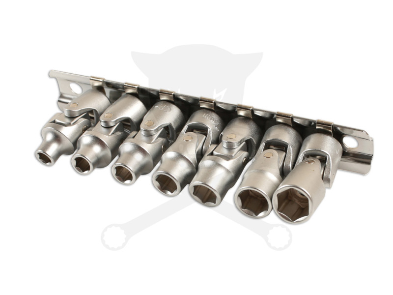 Dugókulcs - crowafej készlet 1/4" 6 lapú CSUKLÓS 7 db-os 5-10 mm -TS20