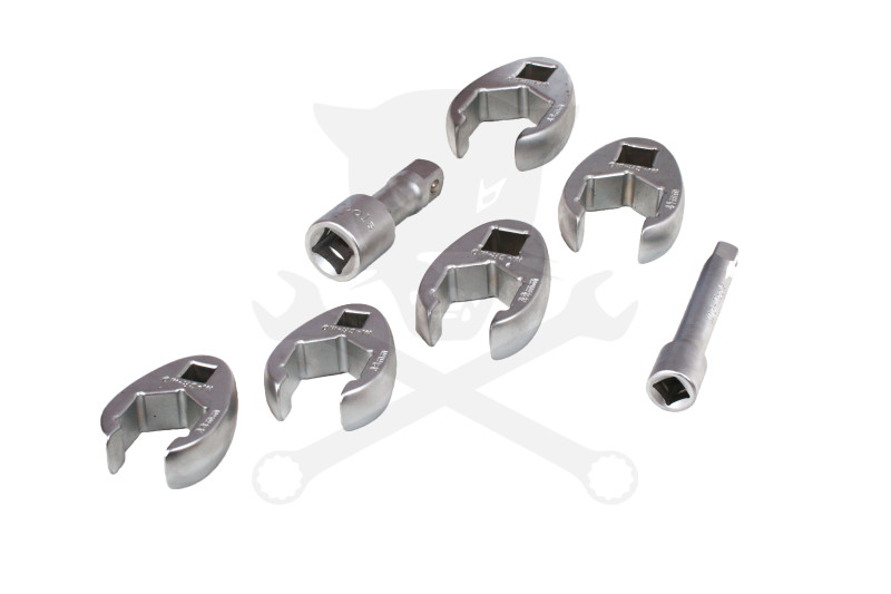Villáskulcs adapter készlet nyitott 1/2"-3/4" 5+2 db: 33-46 mm "Crowfoot"