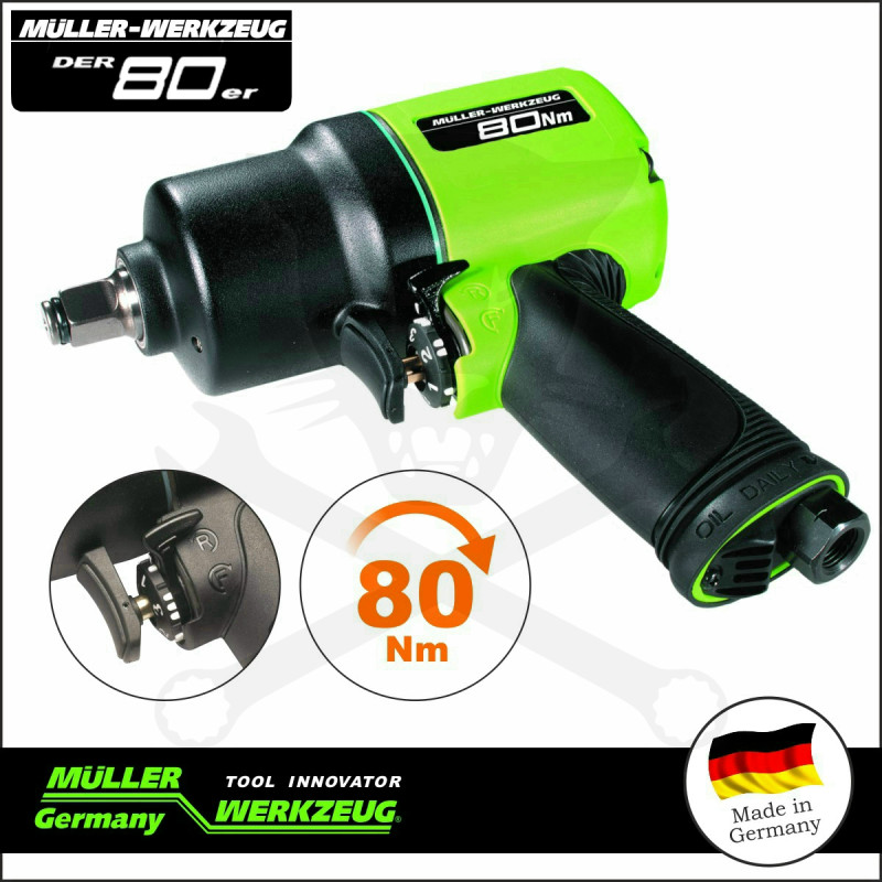 Légkulcs  1/2" 1600 Nm Lazítás, CSAK 80 Nm MEGHÚZÁS -MÜLLER(MLR-EQ-294 114/80er)