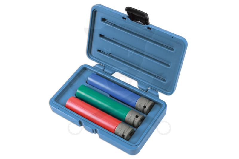 Légkulcsfej készlet 1/2"  3 db-os alufelnihez extra hosszított