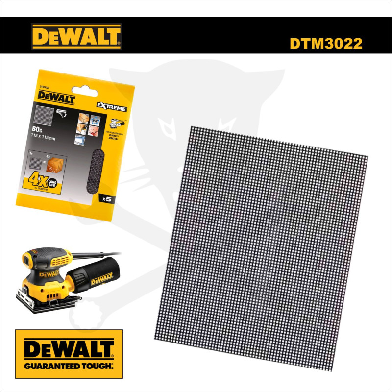 Csiszolólap, hálós 115 x 115 mm - Szemcse:  80G - 5 db DeWalt