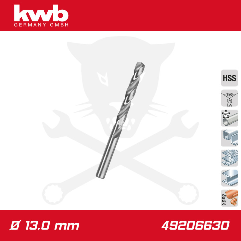 Csigafúró 13,0 mm HSS-G DIN 338 Silver Star, profi - KWB