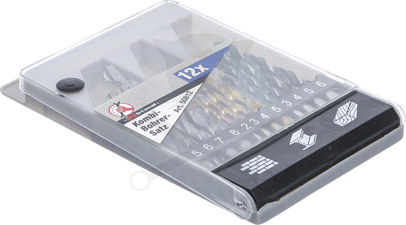 Csigafúró készlet Kombinált: Betonhoz + Acélhoz + Fához 3x4=12 db-os készlet