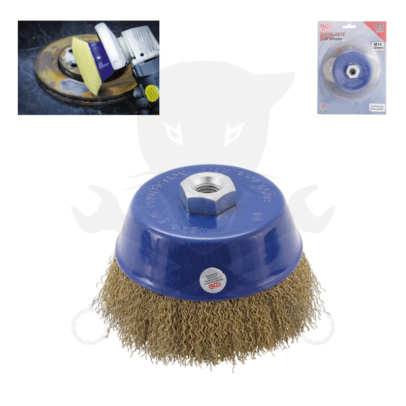 Drótcsiszoló fazékkefe 125 mm Acél  M14  x 2.0 menet - sarokcsiszolóhoz