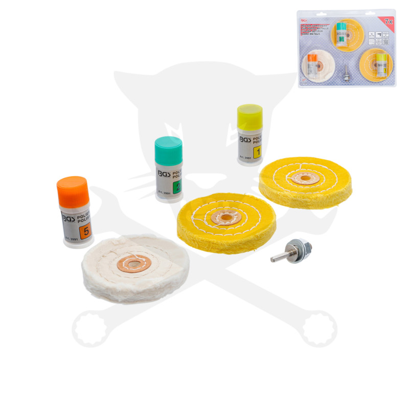 Polírozó készlet - kemény fémekhez - 7 db-os készlet - BGS