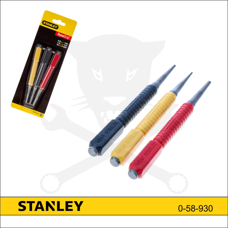 Csapkiütő készlet  3 db-os 0.8-2.4 mm - színkódolt - Stanley