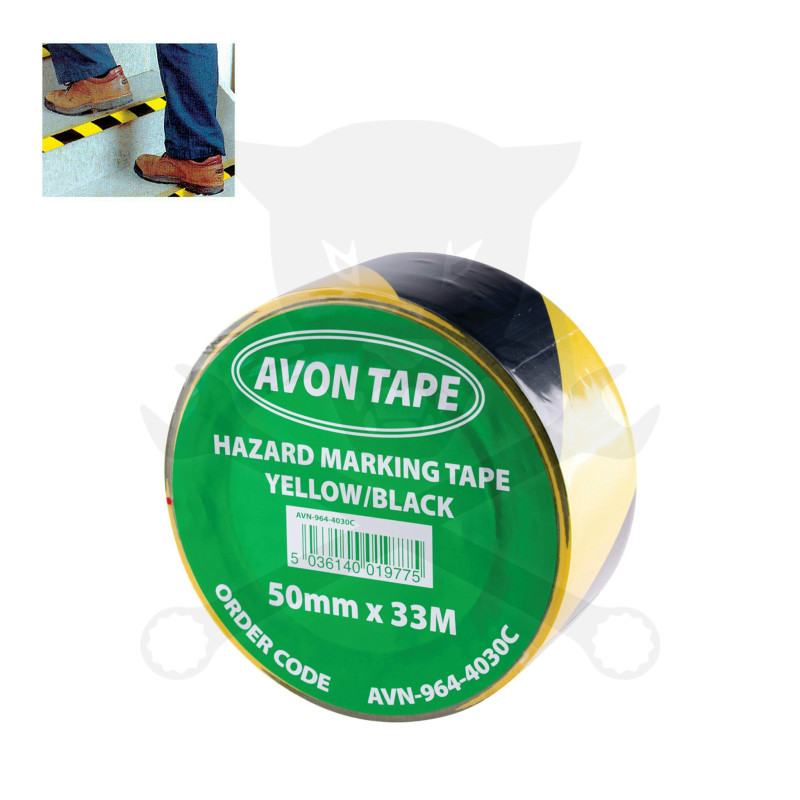 Jelzőszalag sárga-fekete 33 méter x 50 mm öntapadós (AVN-964-4030C)