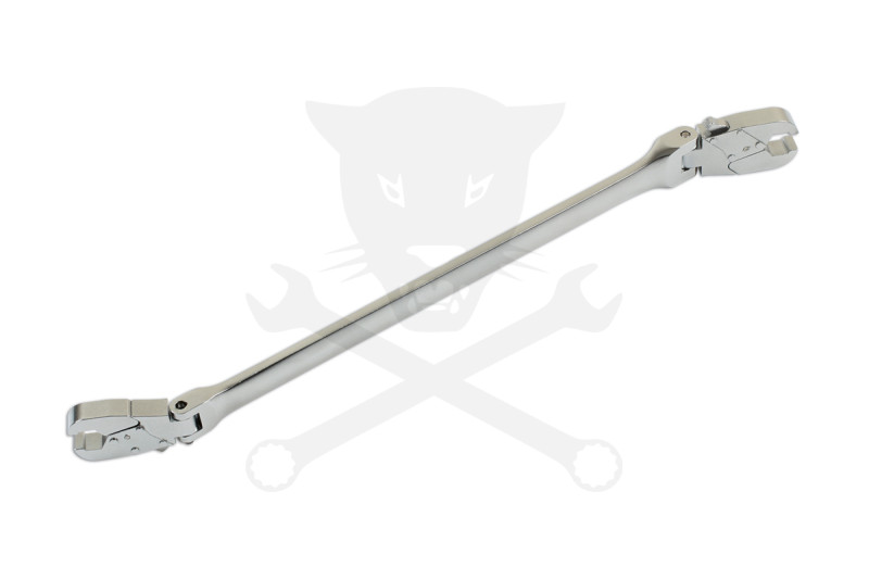 Fékcsőkulcs racsnis, kétoldali csuklós, extra hosszú  8 x 9 mm -Laser