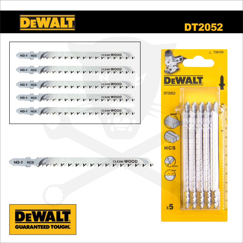 Fűrészlap dekopírfűrészhez, fára 116 mm 3.0 T - 5db - DeWalt