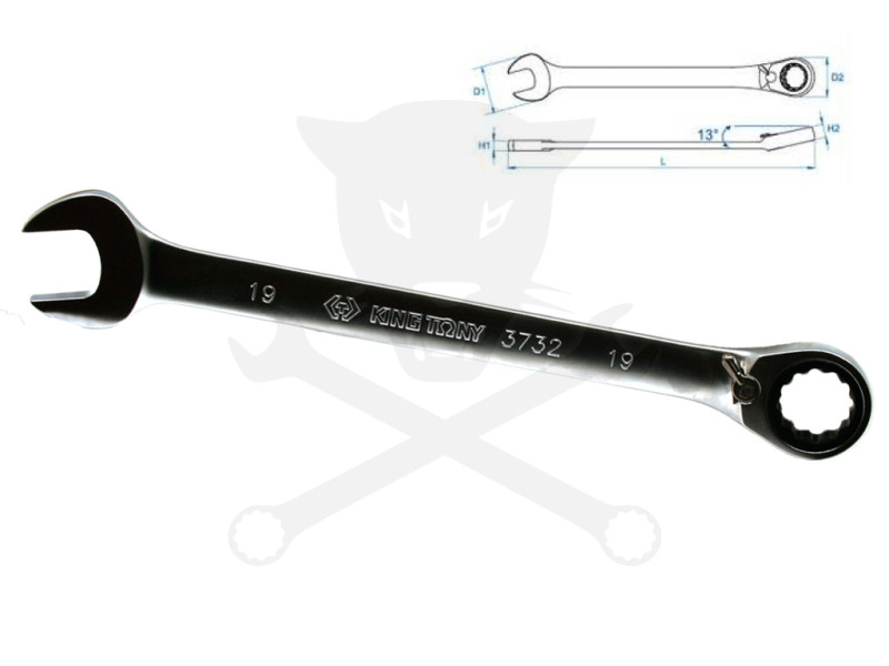 Csillag-villás racsnis 19 mm-es irányv. KingTony