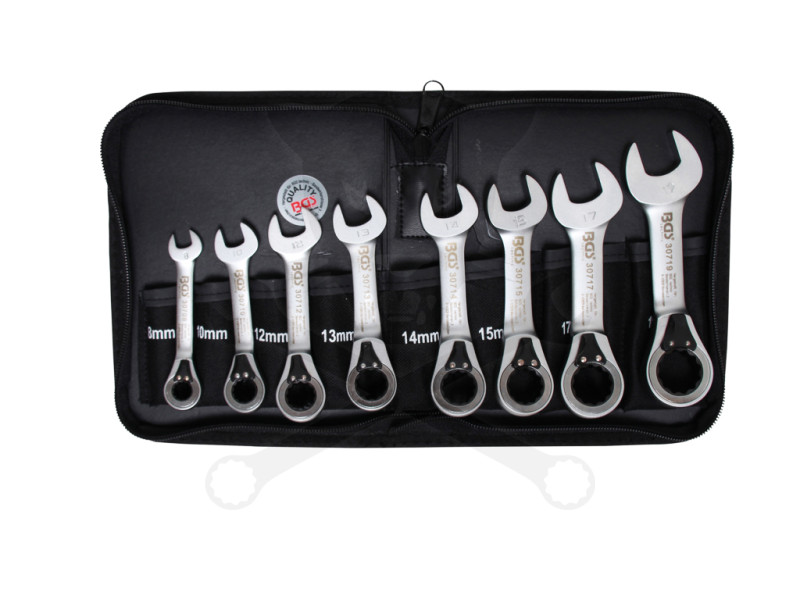 Csillag-villás racsnis készlet  8r. 8-19 mm  rövid, 72 fogú irányv. - BGS