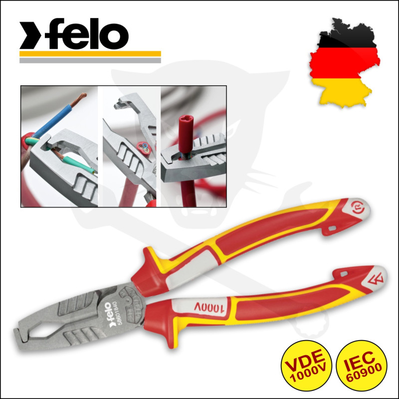 Fogó 1000V szigetelt kábelvágó-blankoló 200 mm VDE, ipari - Felo