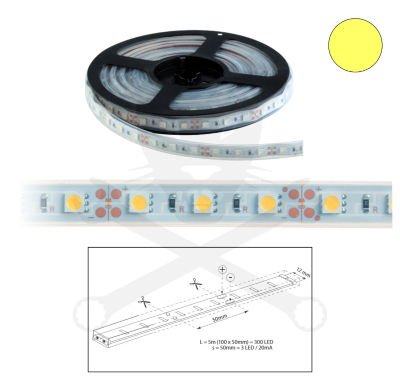 Szalag LED 5050 kültéri 60 db/m - sárga - ELMARK