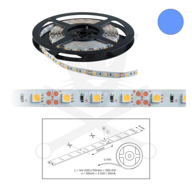 Szalag LED 5050 beltéri 60 db/m - kék - ELMARK