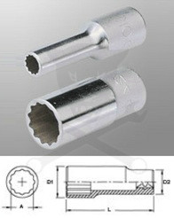 Dugókulcs - crowafej 1/2" 12 szög hosszú 32 mm Genius