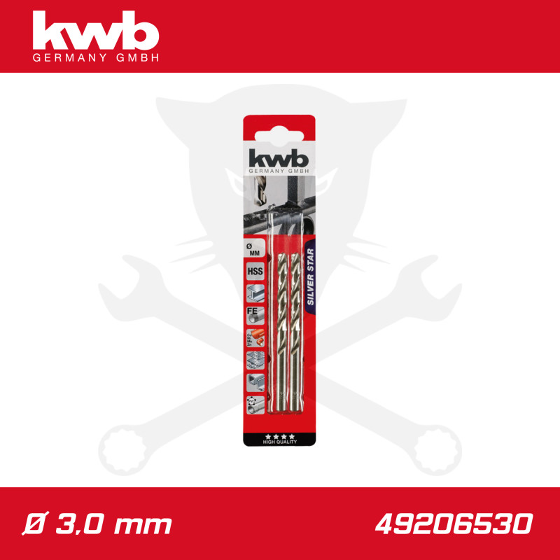 Csigafúró  3,0 mm HSS-G DIN 338 Silver Star, profi 2 db-os - KWB