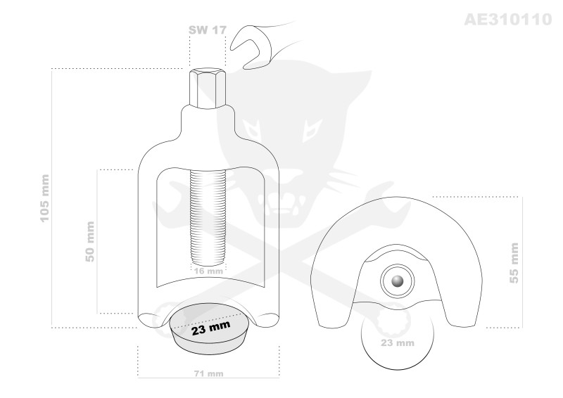 Gömbcsukló lehúzó D23 mm