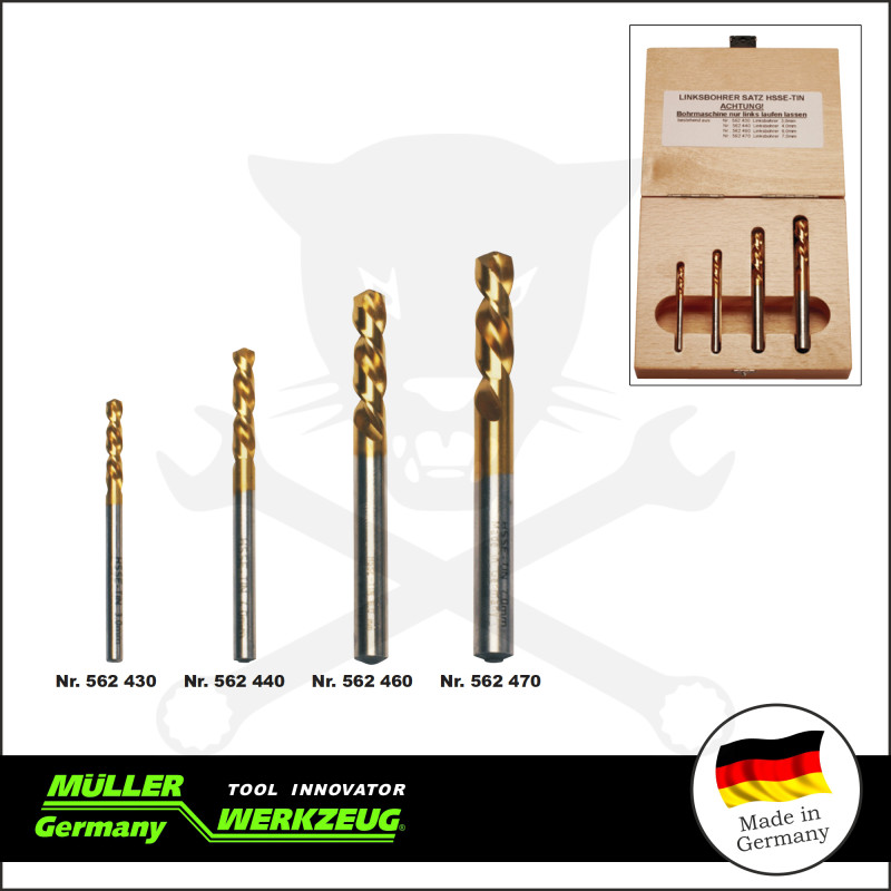 Csigafúró készlet - BALOS - HSS-E Titán 4 db-os 3.0-7.0 mm - Müller