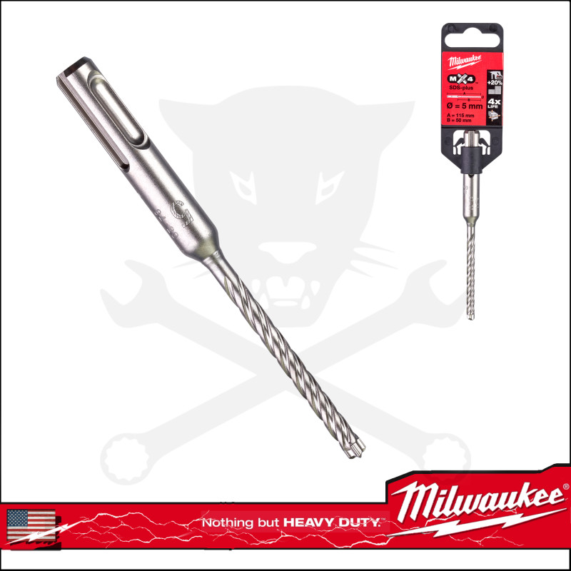 Kőzetfúró  5 x 115 mm - négyélű  SDS-Plus - MX4 Milwaukee