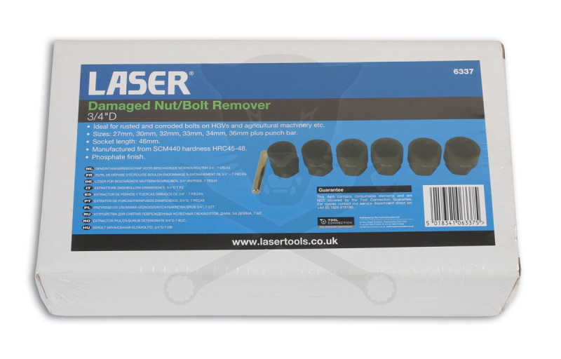 Kerékőr és sérült csavar leszedő dugófej készlet -teher- 27-36 mm 3/4"