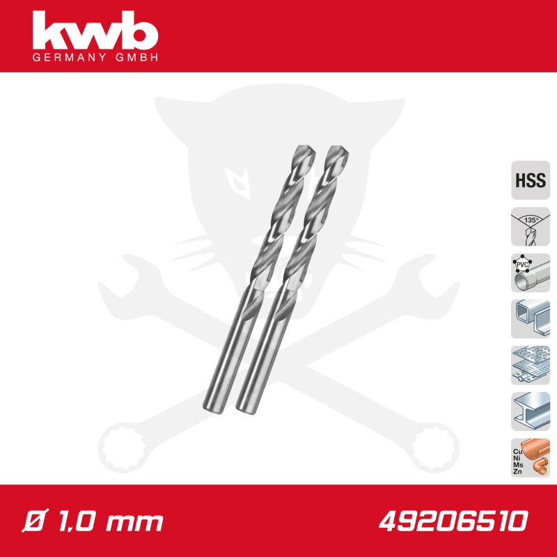 Csigafúró  1,0 mm HSS-G DIN 338 Silver Star, profi 2 db-os - KWB