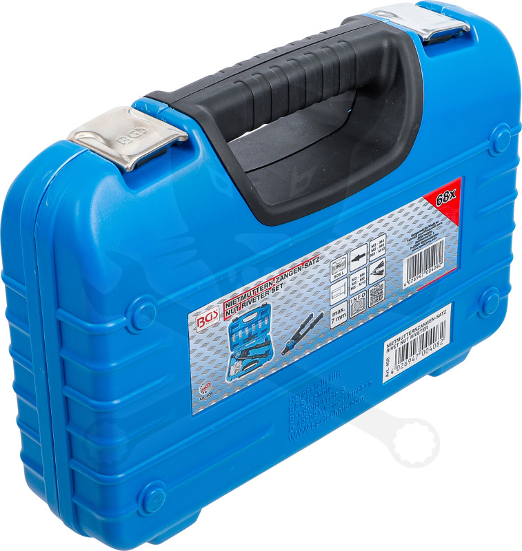 Szegecsanya behúzó kétkezes készlet M3-M4-M5-M6-M8-M10 Alu+Acél - BGS