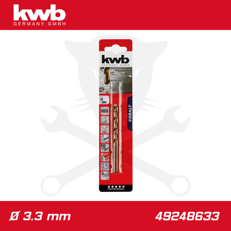 Csigafúró  3,3 mm HSS-G Co5 DIN 338 Twist, profi - KWB