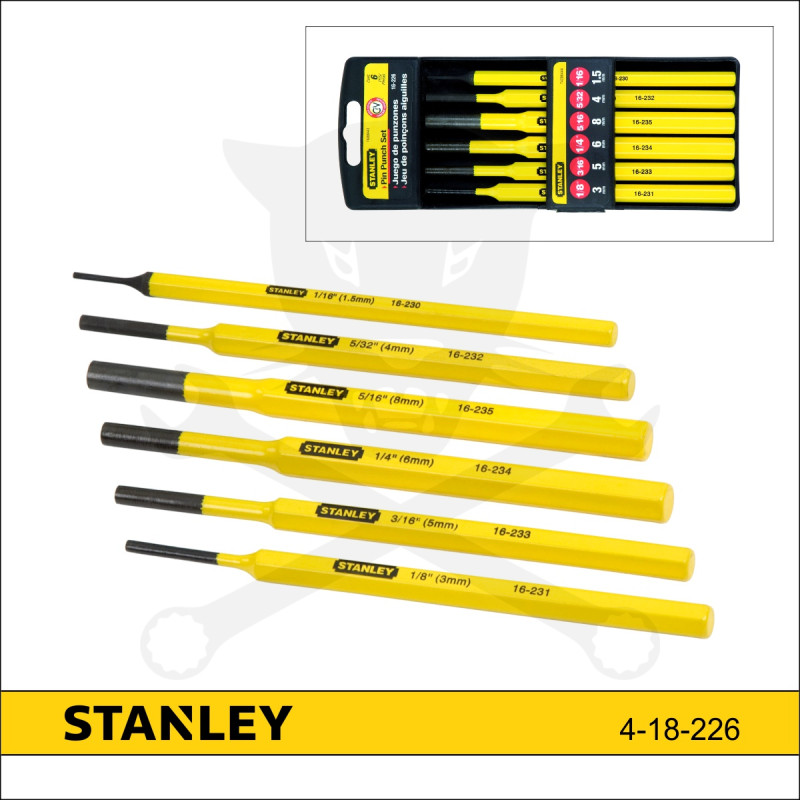 Csapkiütő készlet  6 db-os 1.5-8.0 mm Stanley
