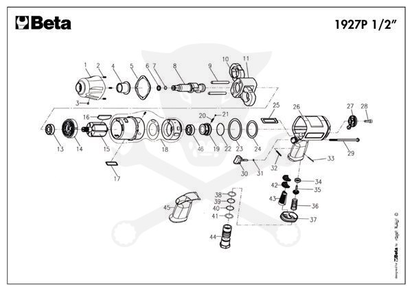 Légkulcs  1/2" 1750 Nm - narancs-fekete - Beta