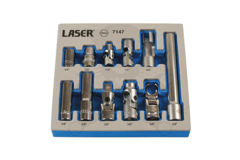 Dugókulcs és adapter készlet 10 mm univ. 1/4" - 3/8" -AT18