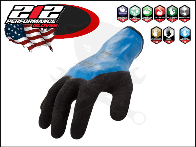 Kesztyű Hubitools mártott kék nitril SHIELD GRIP-USA "mindenálló" L-es