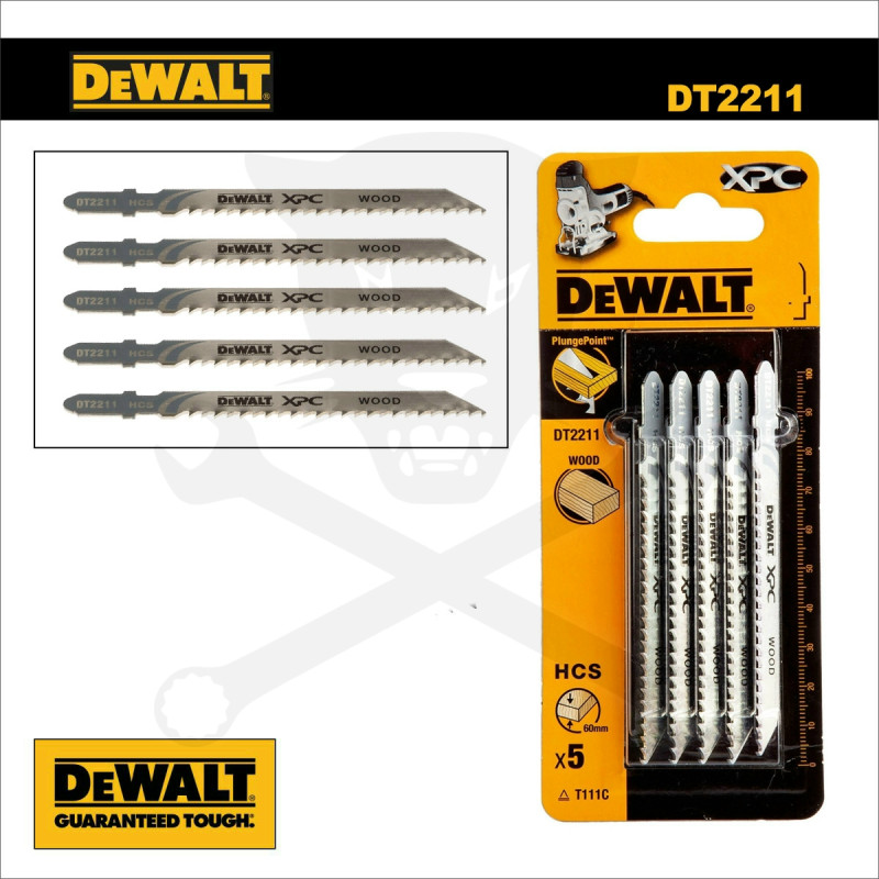 Fűrészlap dekopírfűrészhez, fára 100 mm 3.1T - 5db - DeWalt