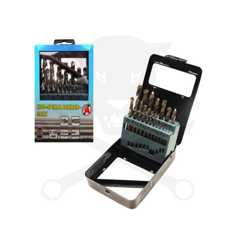 Csigafúró készlet HSS  19 db-os 1.0-10.0 mm - Kraftman