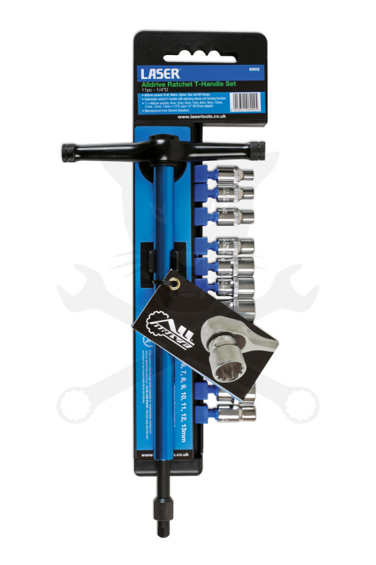 Dugókulcs készlet Gear Lock - Alldrive 1/4" racsnis T-hajtószárral -TS20