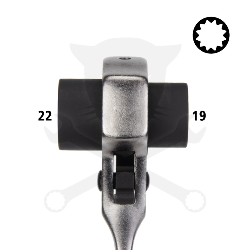 Crowa racsnis kulcs kettős 19x22 mm - Laser