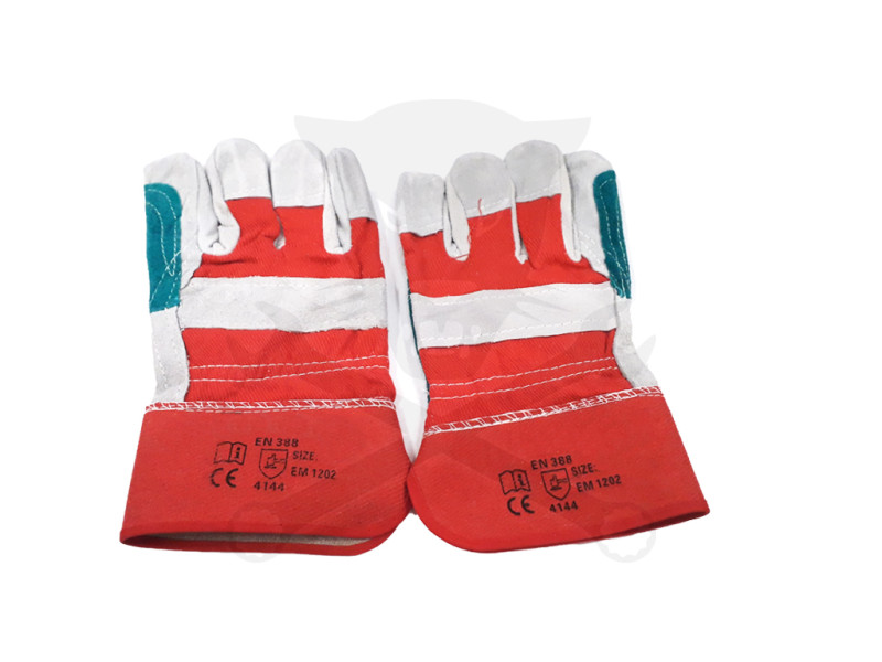 Kesztyű hasított marhabőr 11-es XXL Piros-Szürke-Kék EN4144 -