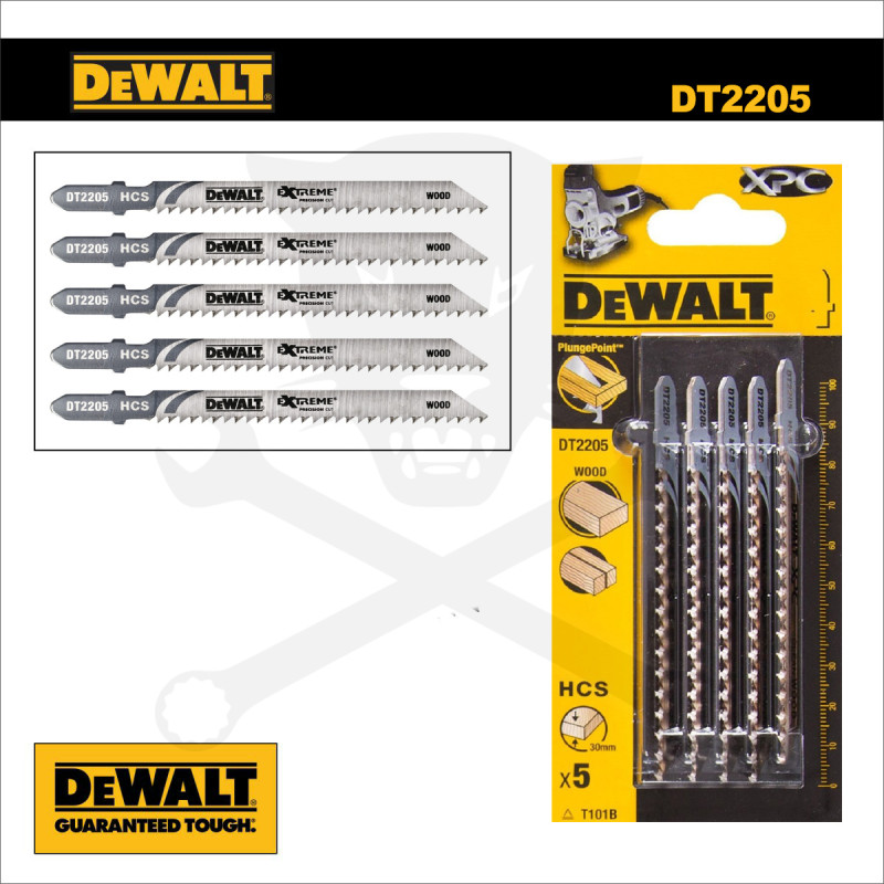 Fűrészlap dekopírfűrészhez, fára 100 mm 2.5T - 5db - DeWalt